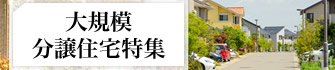 まるごと新しいまちに住む！大規模分譲住宅特集　15区画以上の大規模分譲を集めました。大型の開発には、家を一戸買うだけでないプラスアルファのメリットがあります。たとえば電線の地中化やゆったりとした街路、街路樹などに配慮したりするのも、まち全体としてデザインされている大型開発ならでは。また、同じように住み始めるご近所の方とのコミュニケーションもとりやすいのでは？毎日のお散歩が、もっと楽しくなるかもしれません。話題になりそうな新しい街で、あたらしい生活を始めませんか？